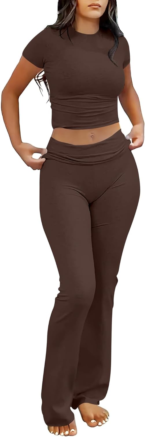 Lounge Sets For Women 2 Piece Foldover Yoga Flare Leggings