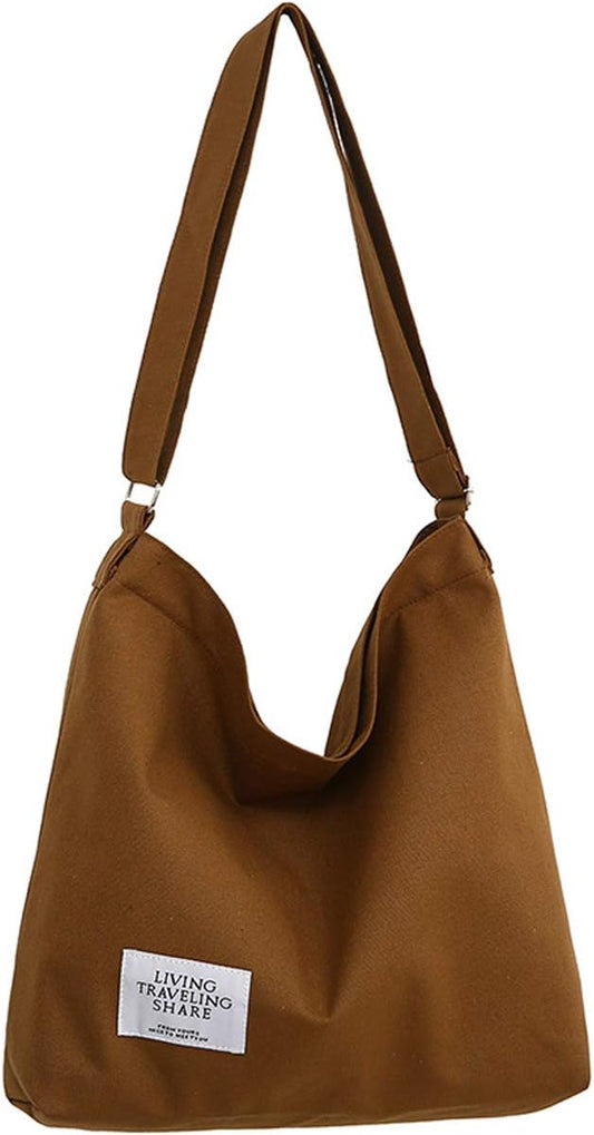 Retro Large Canvas Shoulder Bag — Hobo Crossbody Casual Tote