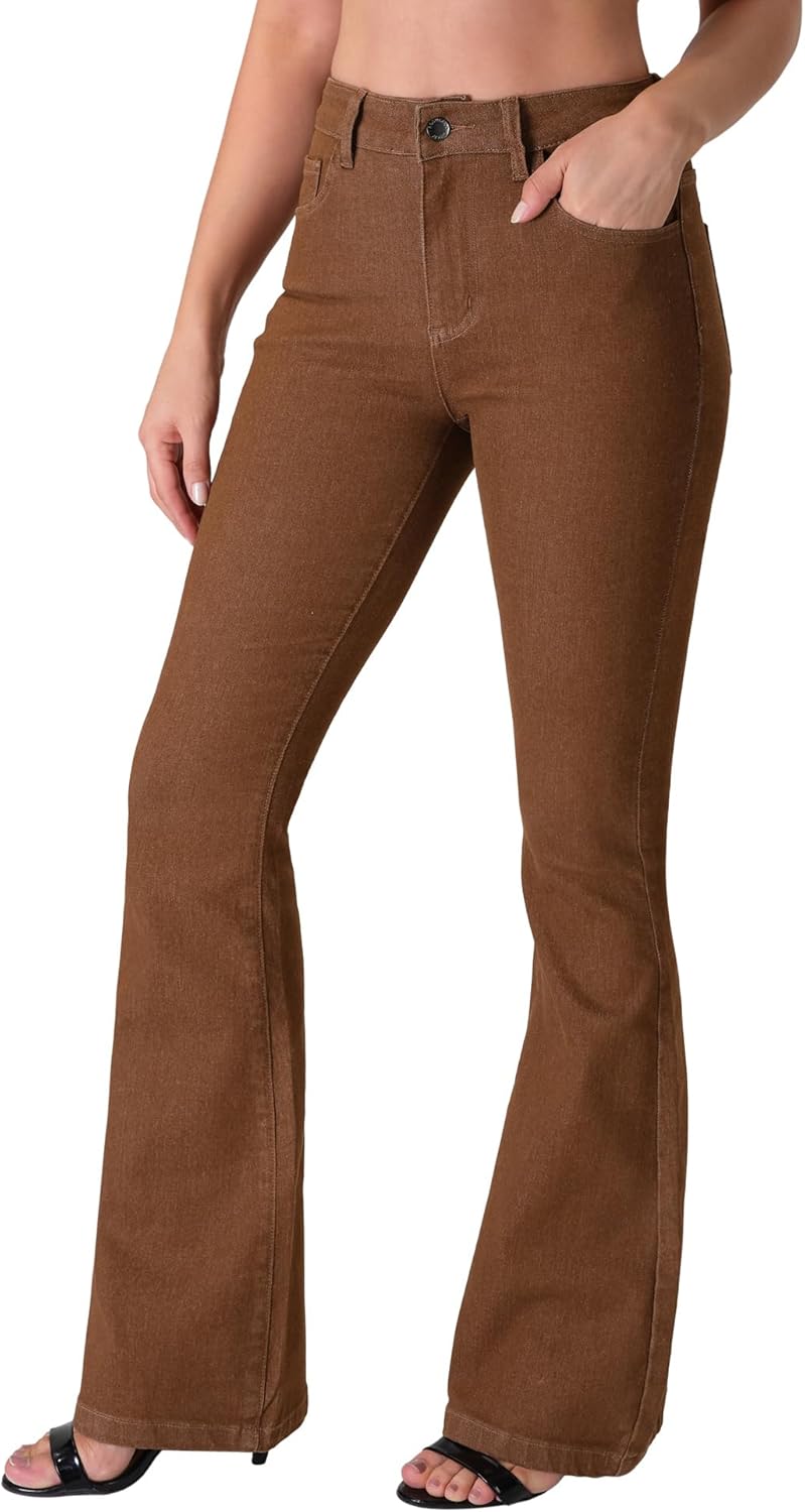 Women's Trendy Stretchy Flare Jeans Mid Rise Bootcut Curvy