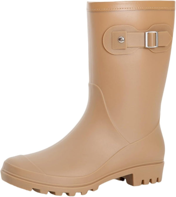 Women's Mid Calf Rain Boots Waterproof Fashion Shoes
