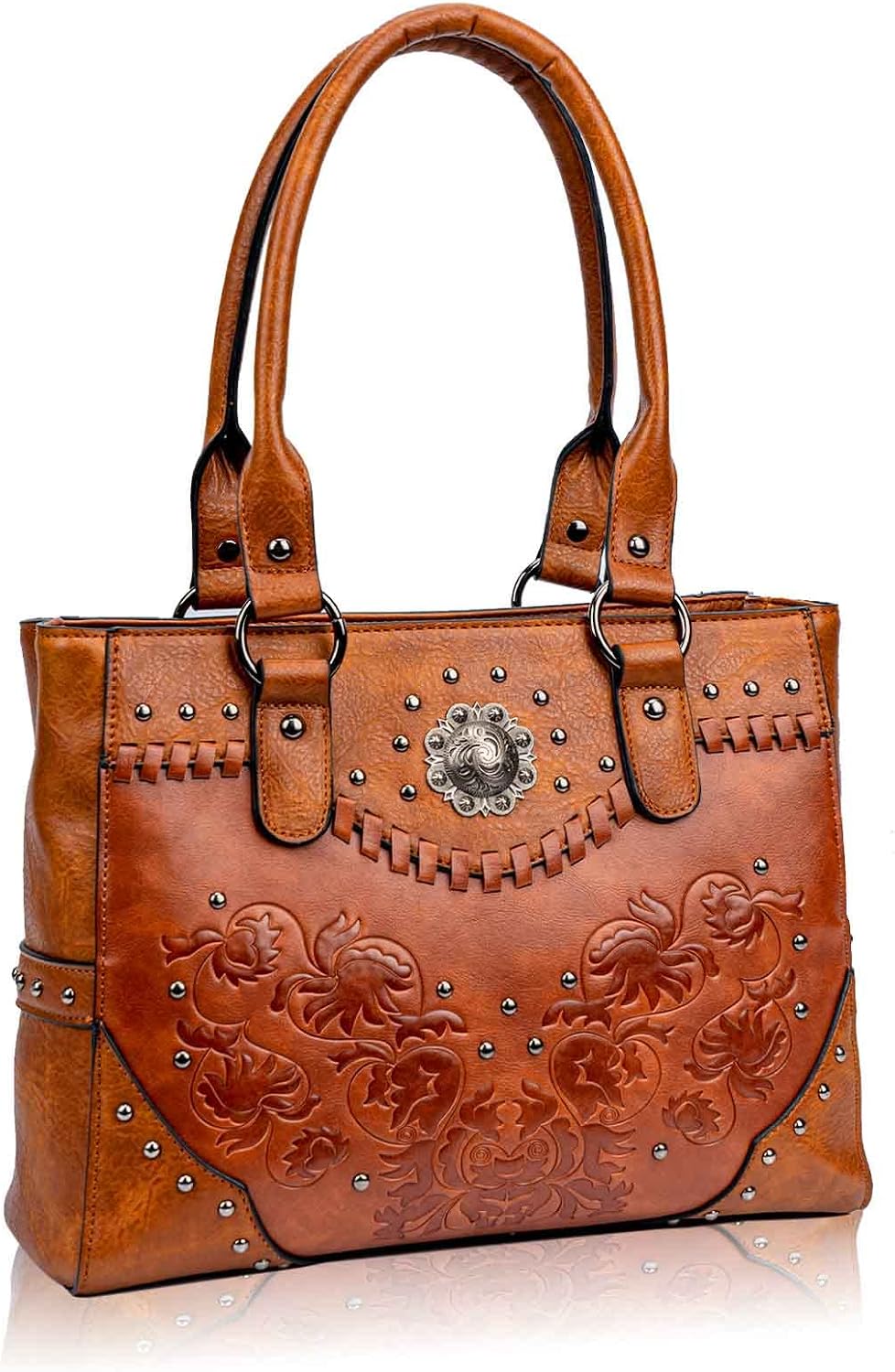 Large Western Tote Bag — Vintage Embossed with Concho Studs Main image