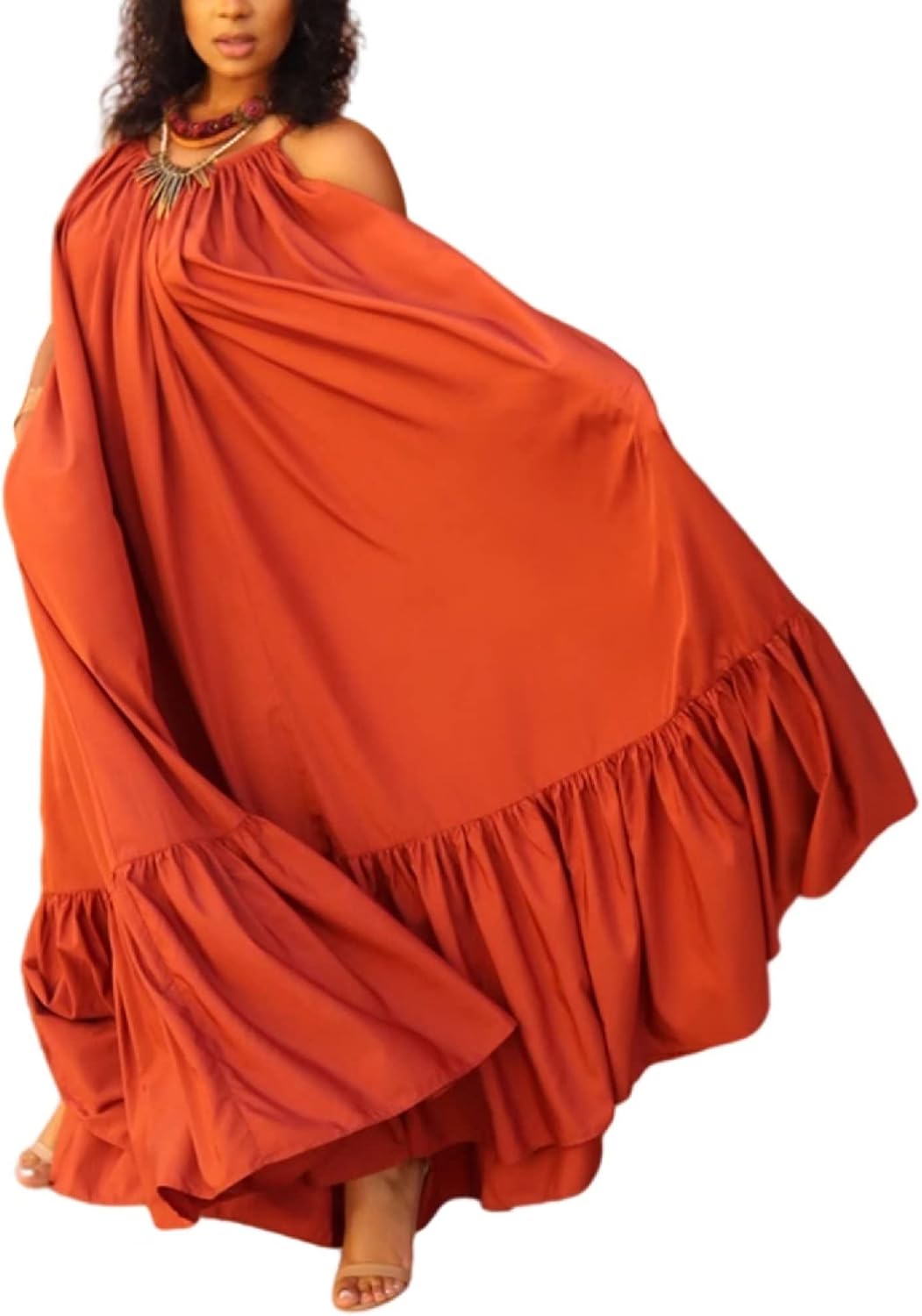 Women's Spaghetti Strap Oversized Loose Beach Long Maxi Swing Dress
