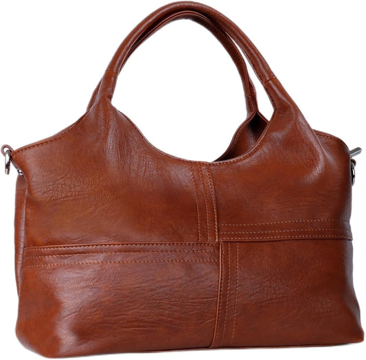 Medium Vegan Leather Satchel Tote with Detachable Strap