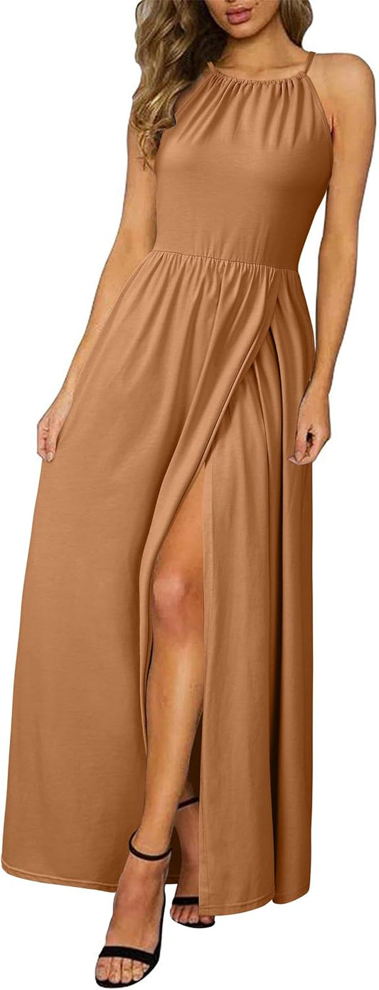 KILIG Women's Summer Floral Beach Flowy Split Maxi Long Dresses