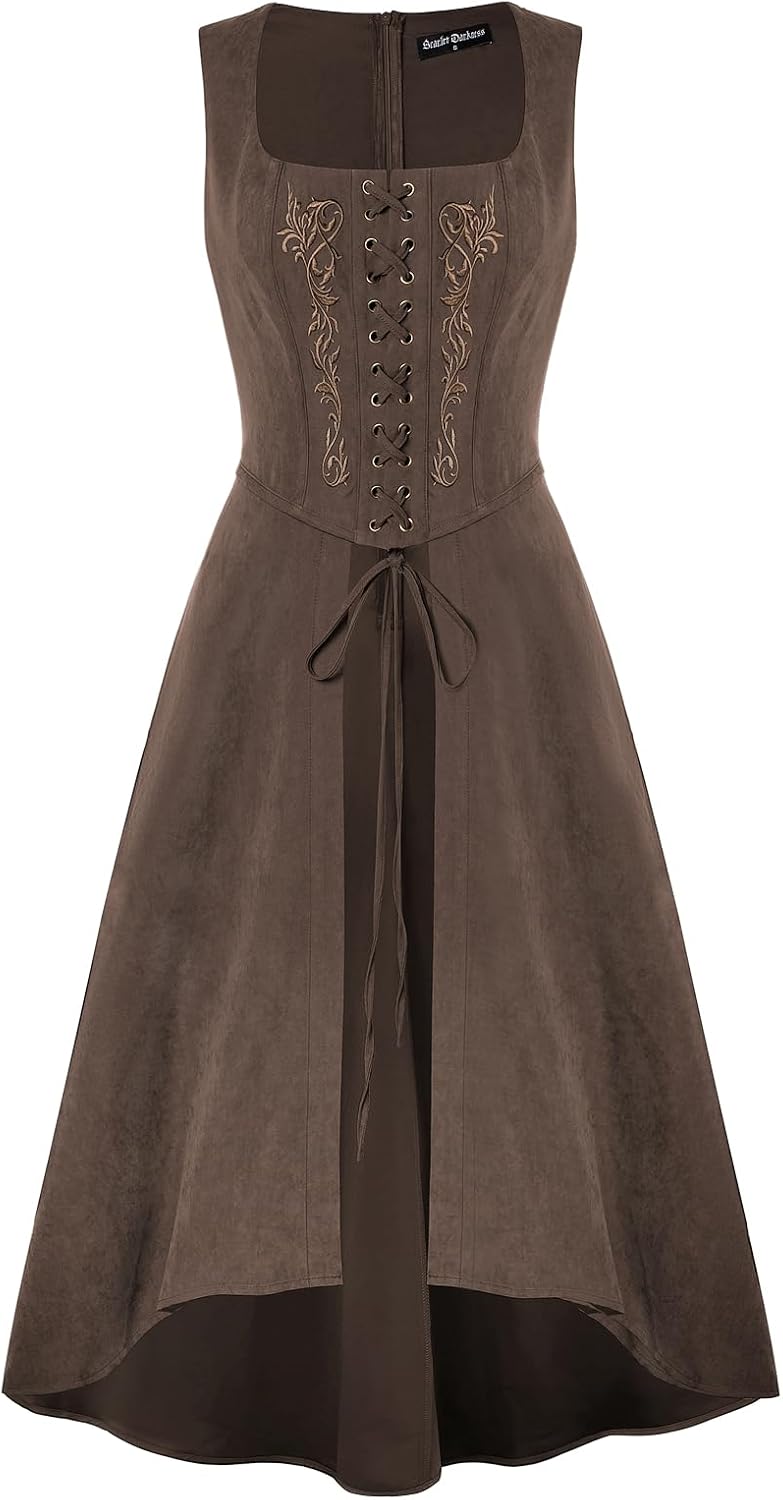 Scarlet Darkness Renaissnace Faire Costume Dress for Women Pirate Overdress