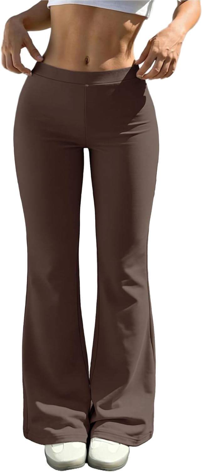 Womens Casual High Waist Flare Lounge Pants Stretchy Modal Bootcut
