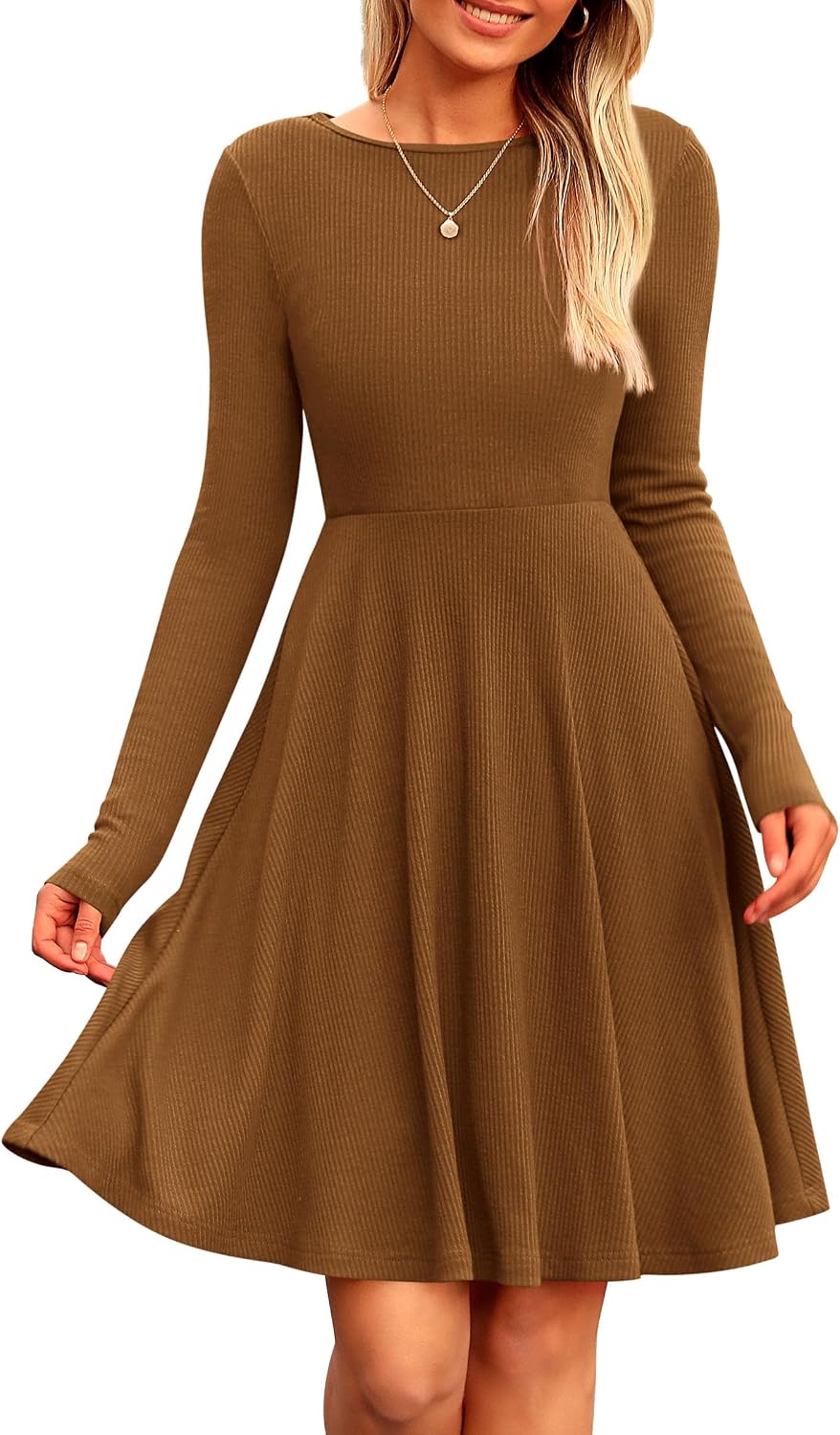 PRETTYGARDEN Women's Fall Casual Long Sleeve Short Dress
