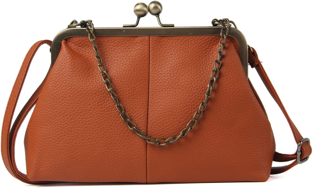 Women Classical Kiss Lock Clutch with Chain Strap Shoulder Bag Purse Wallet Secondary image