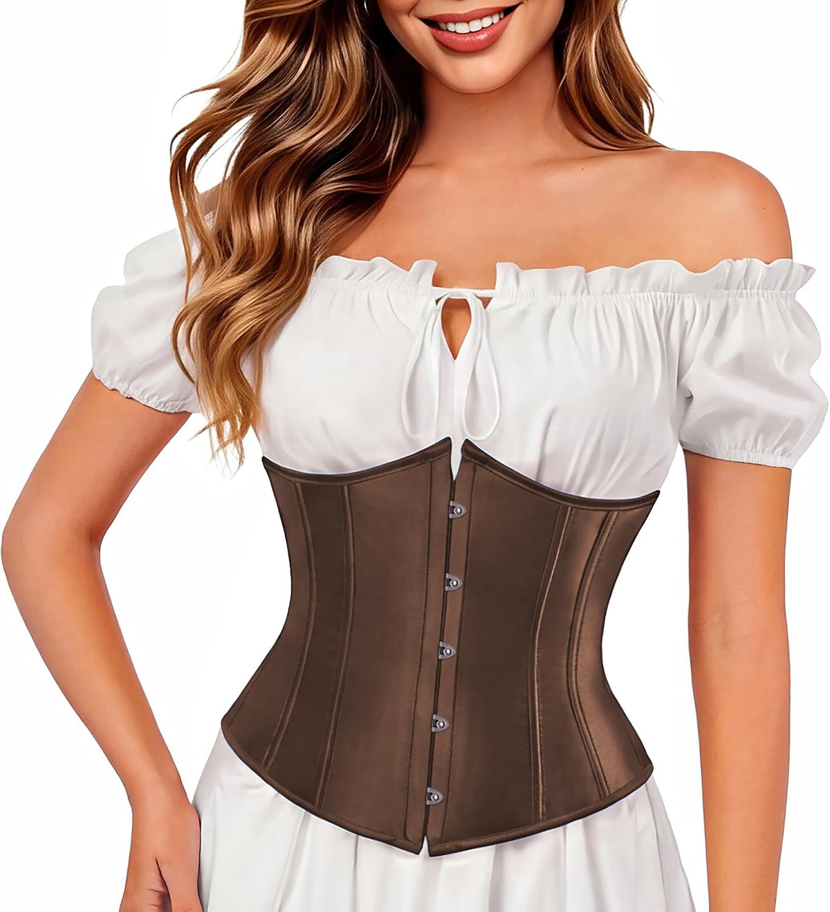 Kranchungel Underbust Corset Top for Women Renaissance Pirate Costume
