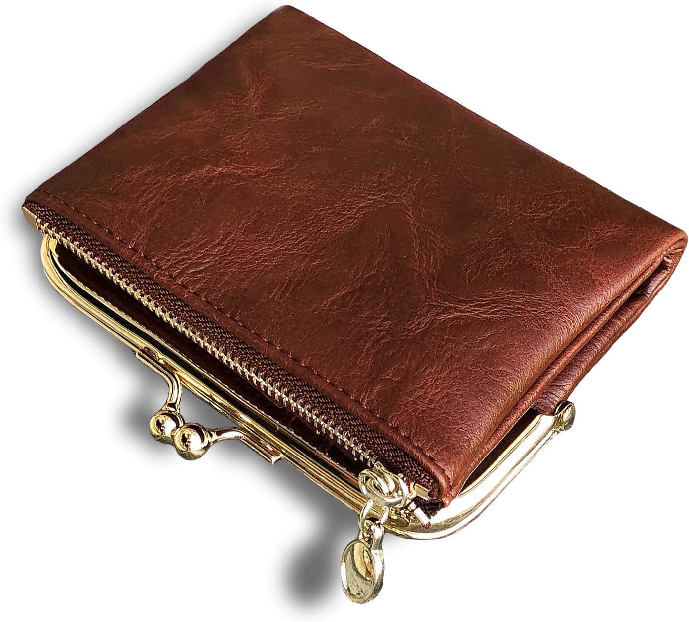 Womens Small RFID Compact Bifold Wallet — Vintage Kiss-Lock Coin Purse Secondary image