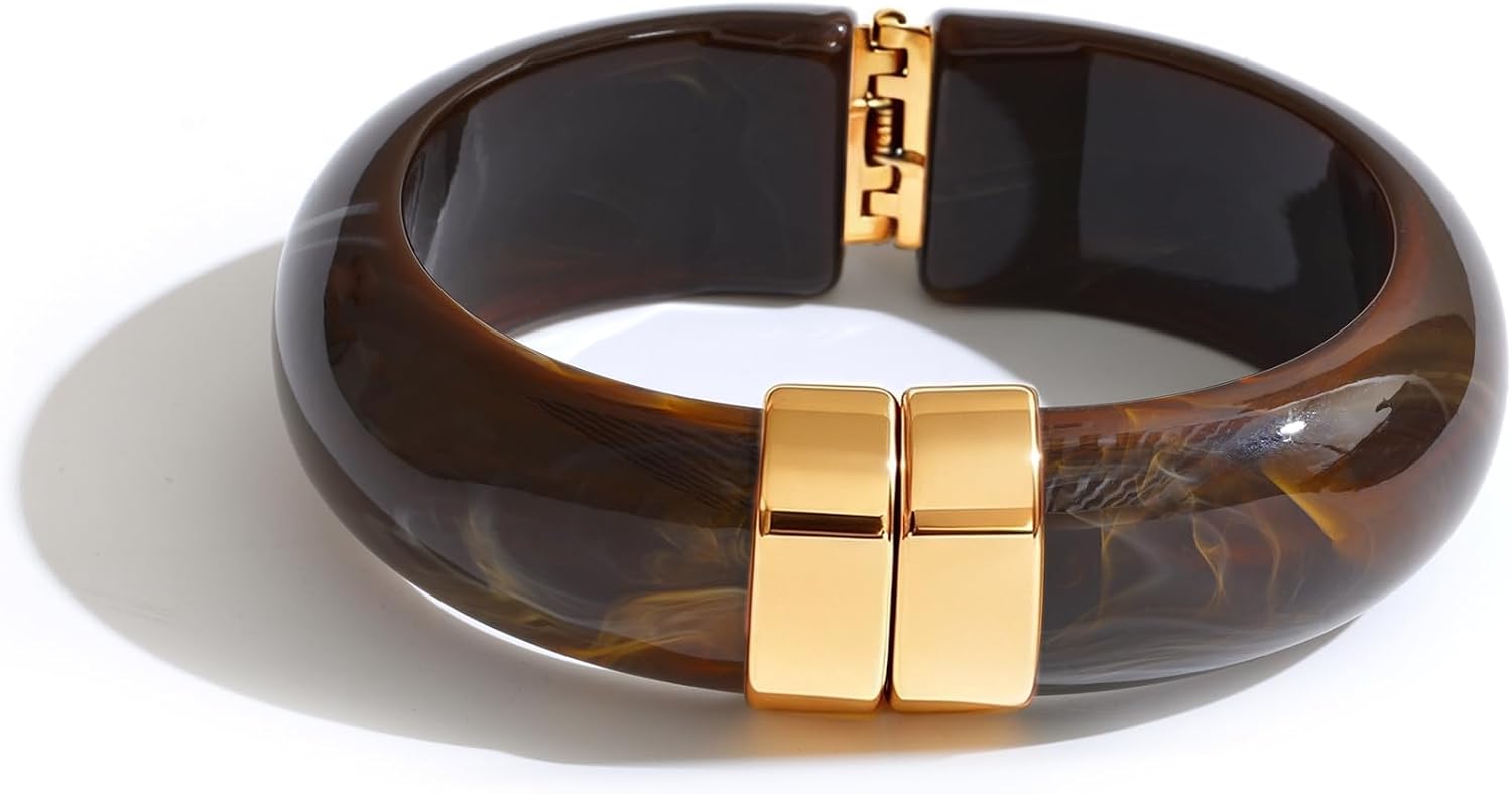 Mchic Chunky Resin Bangles for Women, Colorful Vintage Bracelets Secondary image