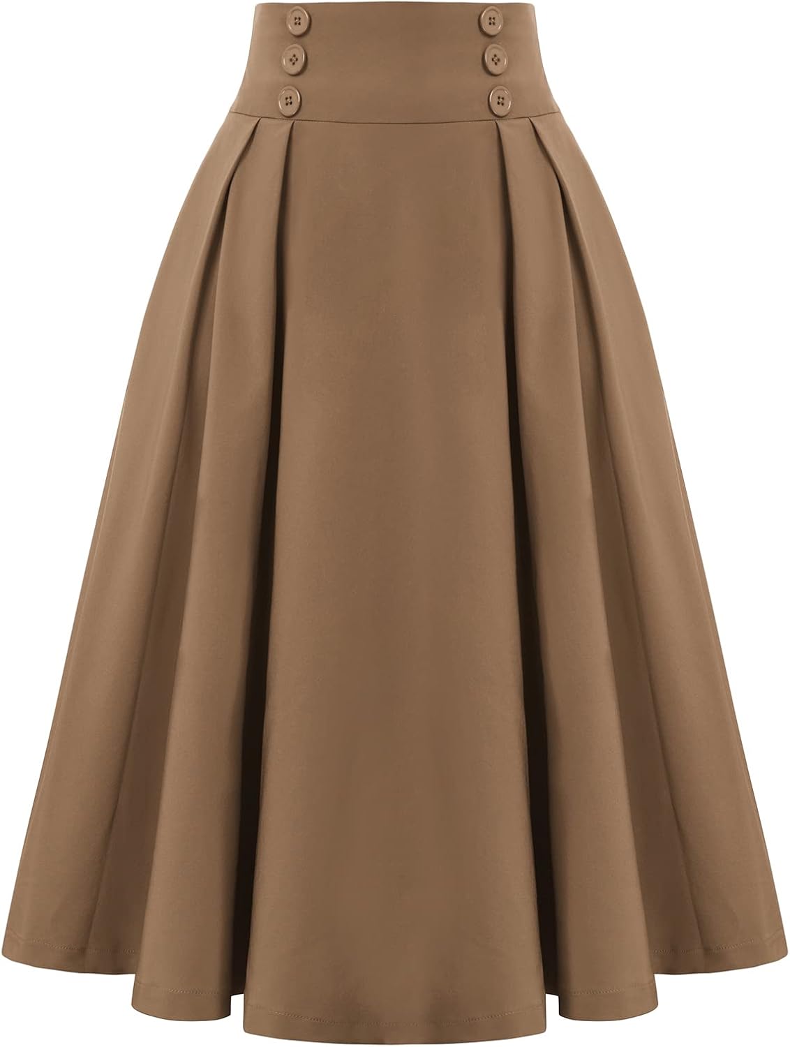 Belle Poque Women's Midi Pleated A-Line Skirts Pockets