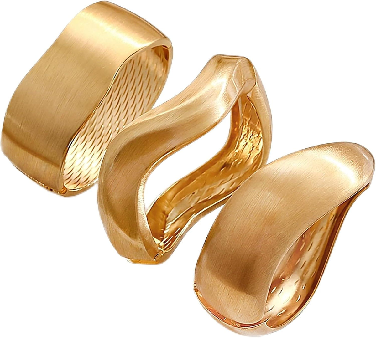Chunky Gold Bangle Bracelets for Women, Dainty 14k Gold Plated Big Stackable Bangles Set, Trendy Statement Cuff Bracelet Stack Fashion Jewelry Gifts
