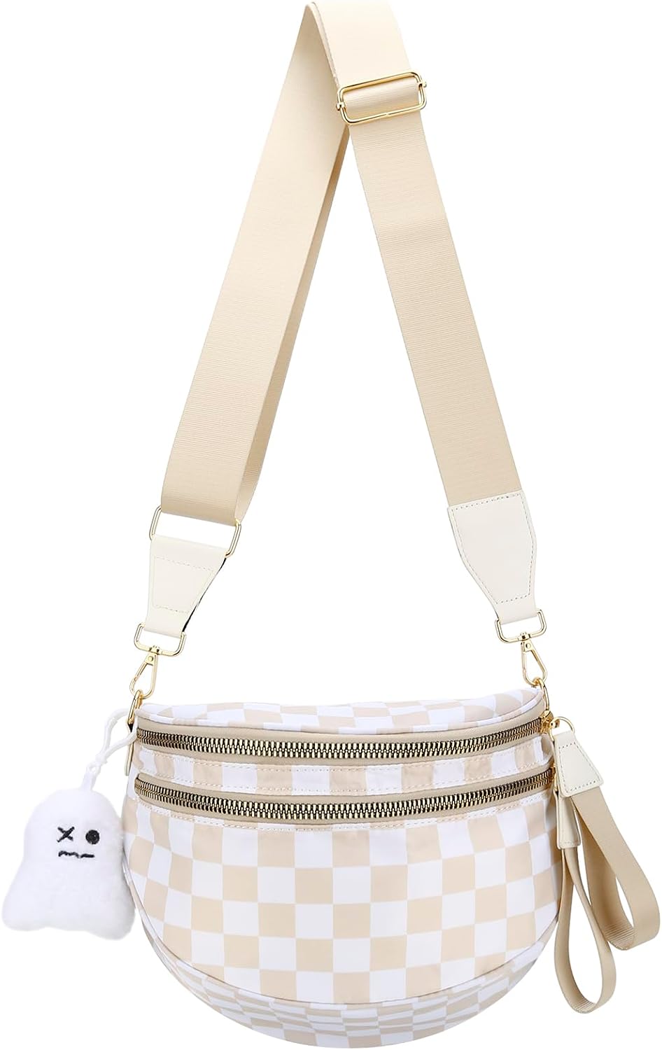 Black & White Checkered Crossbody Messenger Bag