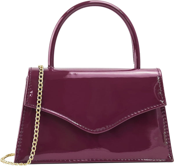 Patent Leather Top-Handle Evening Clutch