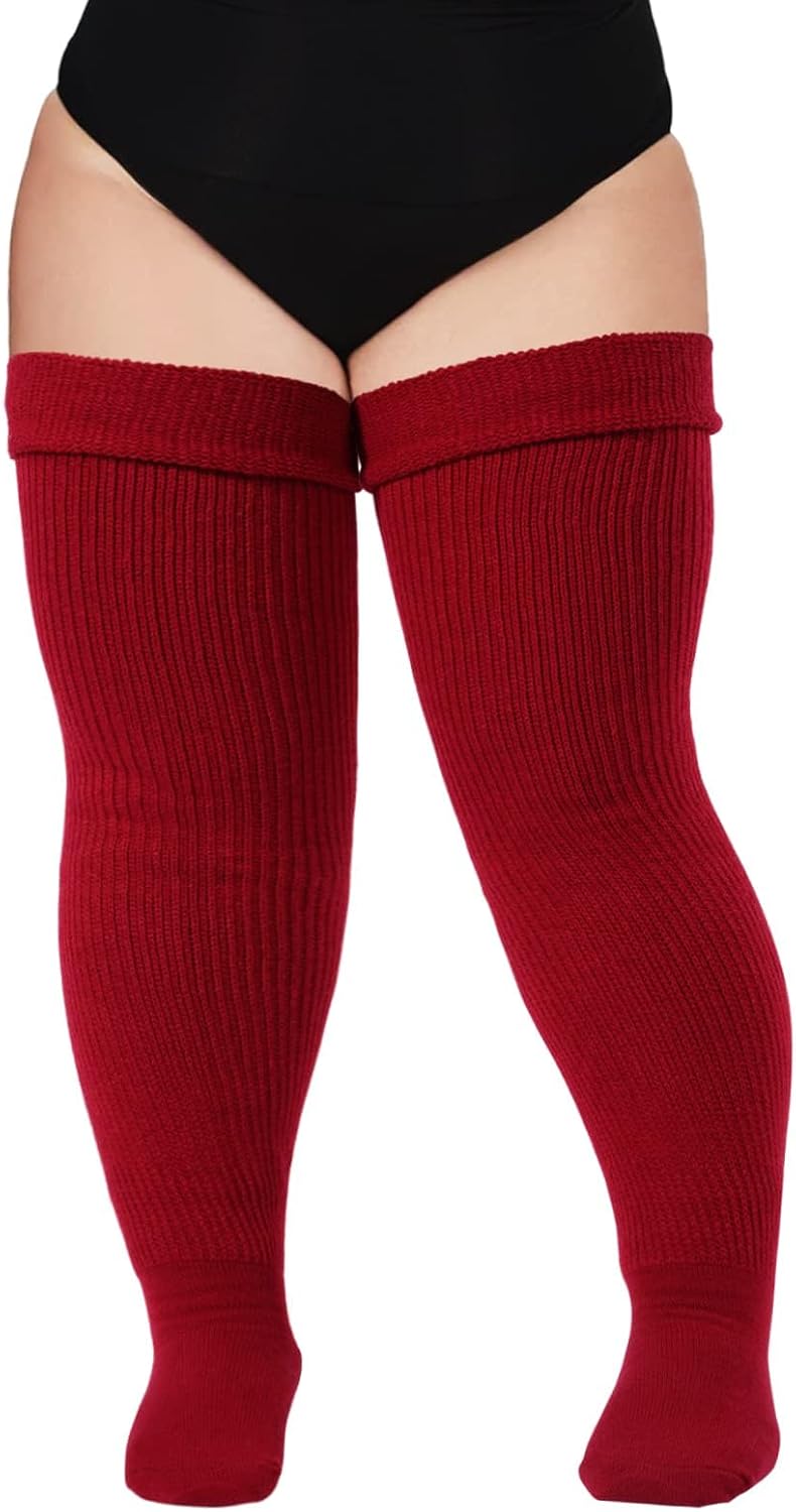 Moon Wood Plus Size Thigh High Socks for Thick Thighs- Women Extra Long Over the Knee Stockings- Halloween Socks Leg Warmers