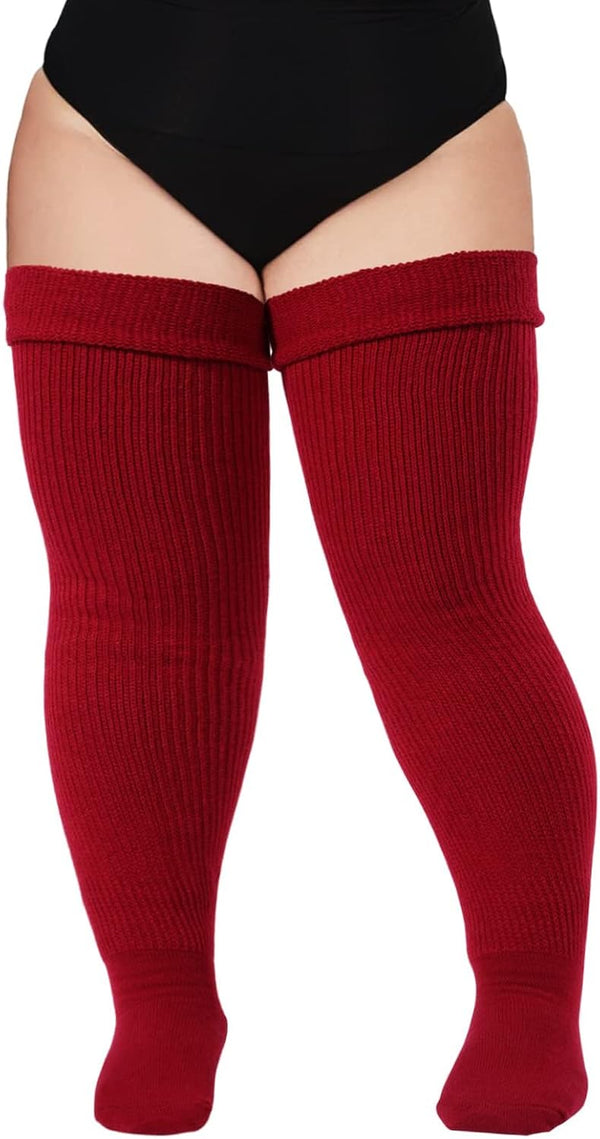 Moon Wood Plus Size Thigh High Socks for Thick Thighs- Women Extra Long Over the Knee Stockings- Halloween Socks Leg Warmers