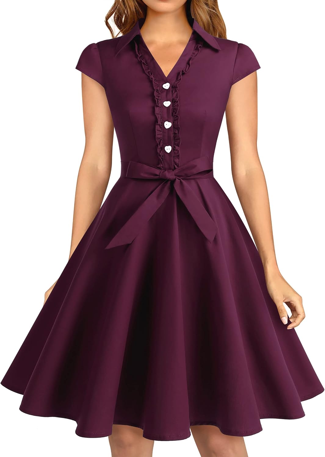Wedtrend Women's 1950s Rockabilly Cap Sleeve Vintage Swing Cocktail Dress