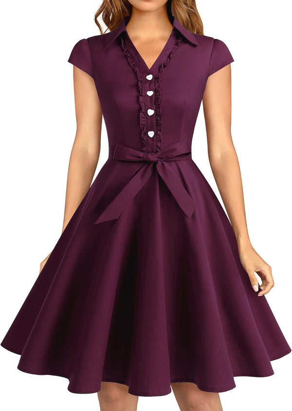 Wedtrend Women's 1950s Rockabilly Cap Sleeve Vintage Swing Cocktail Dress