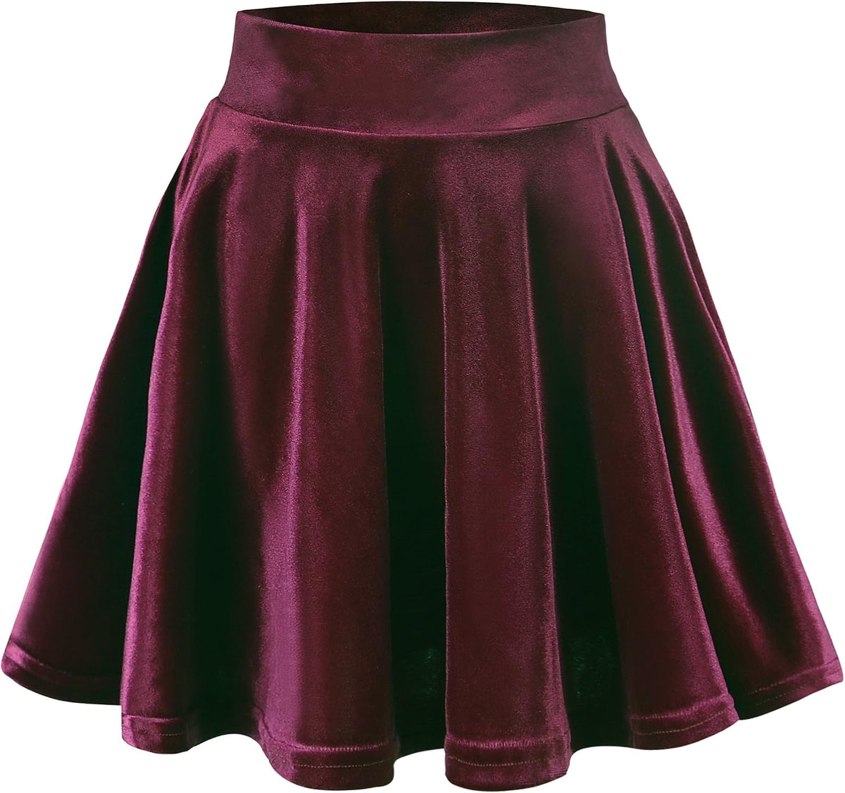 Urban CoCo Women's Crushed Velvet Mini Skater Skirt Pleated Stretchy A-Line