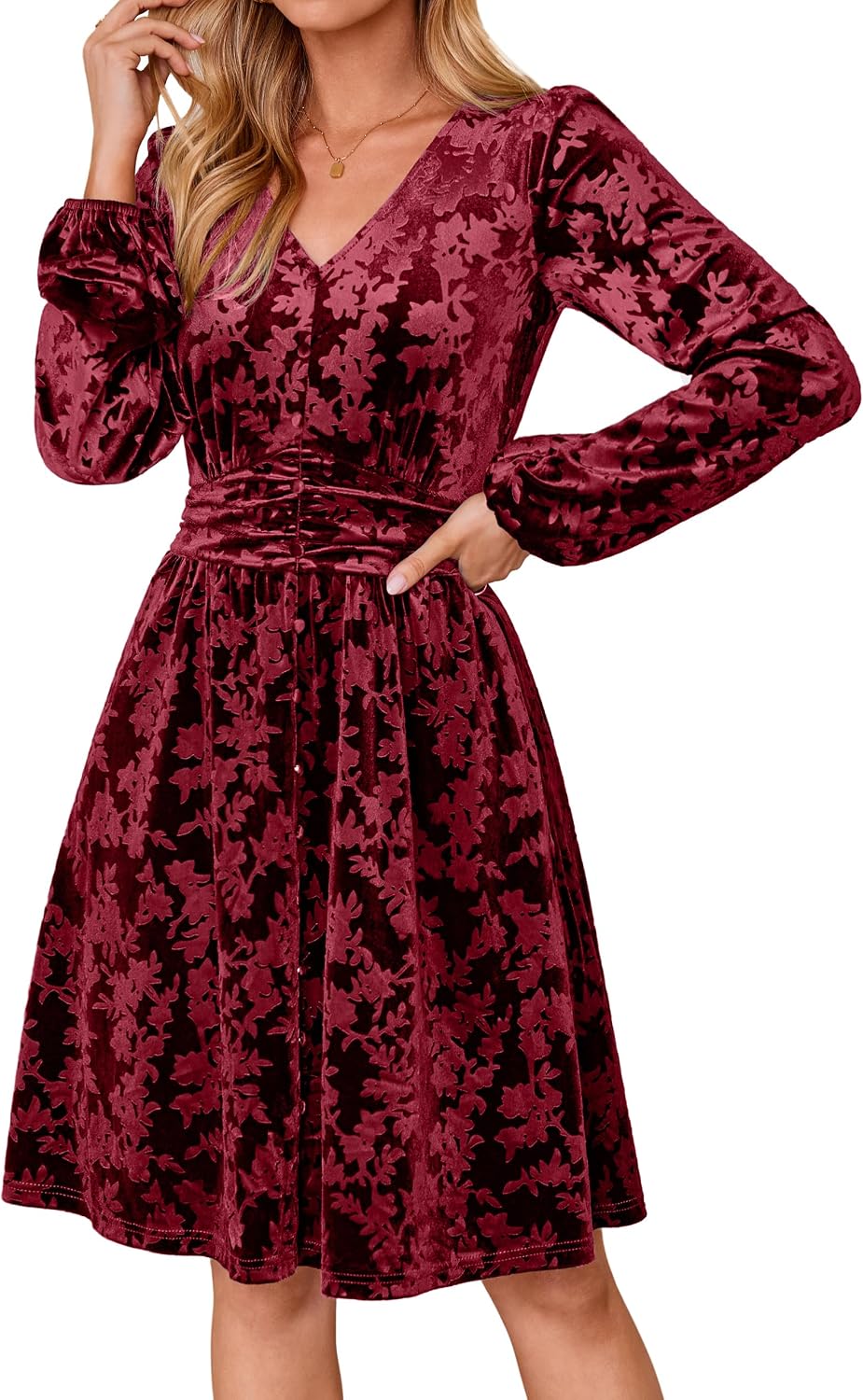 Simplee Womens Velvet Dress Fall Long Sleeve Cocktail Party Winter Dresses