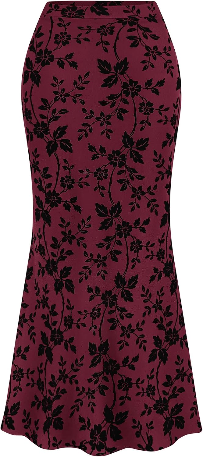 BTFBM Womens Floral Mesh Maxi Skirts