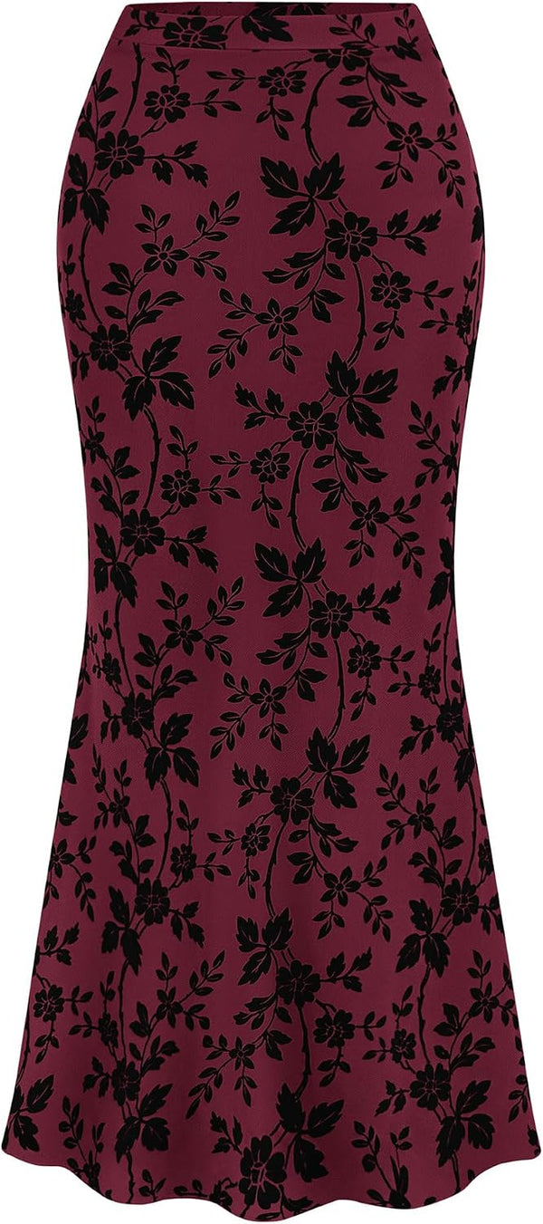 BTFBM Womens Floral Mesh Maxi Skirts