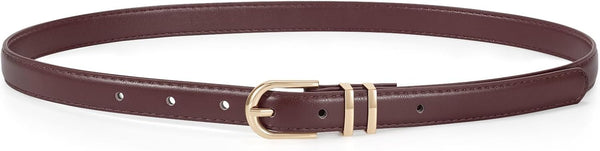 Womens Skinny Leather Belt Ladies Thin Faux Leather Belt With