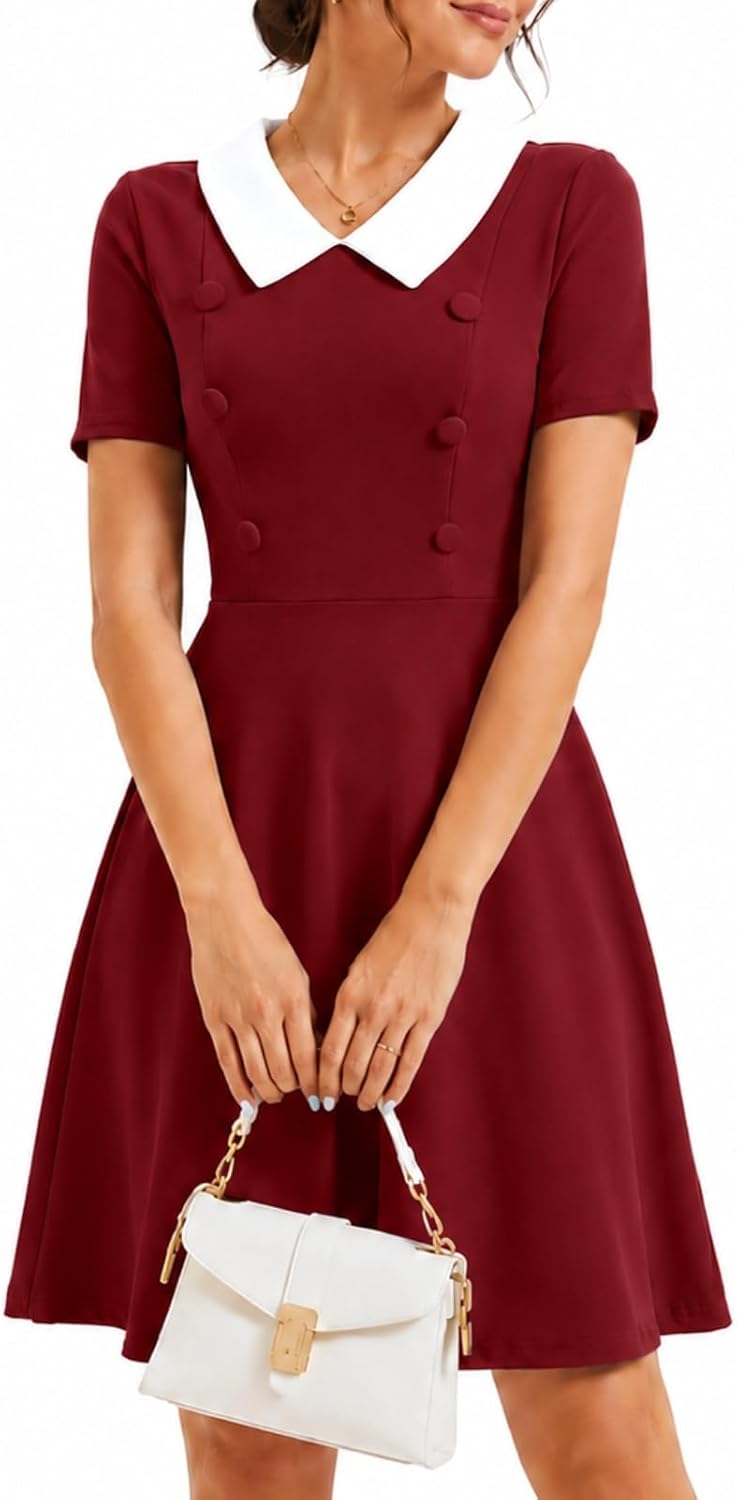 1950s Vintage A-Line Dress with Peter Pan Collar Secondary image