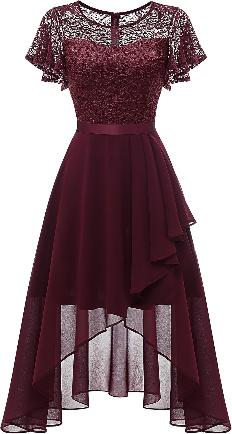 Wedtrend Women's Formal Wedding Guest Dress Ruffle Bridesmaid Dress Flutter Sleeve Prom Dresses for Teens