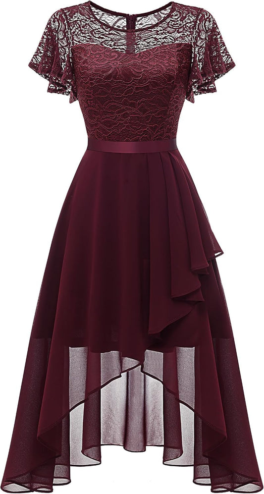Wedtrend Women's Formal Wedding Guest Dress Ruffle Bridesmaid Dress Flutter Sleeve Prom Dresses for Teens