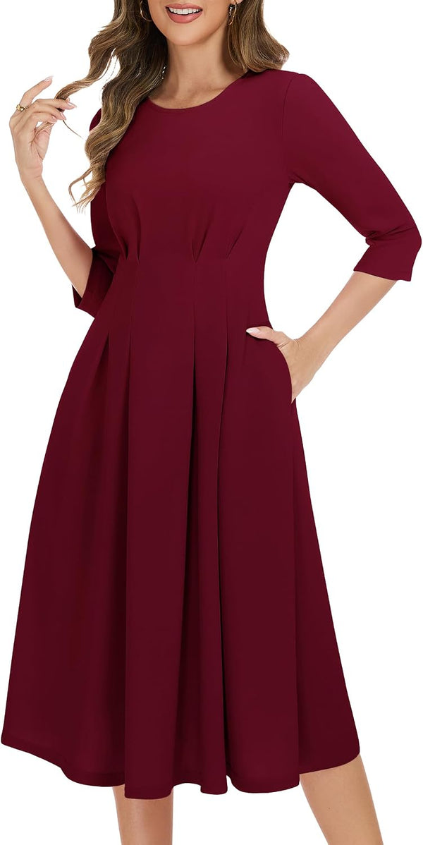 Vintage 1940s–50s A-Line Cocktail Dress with Pockets