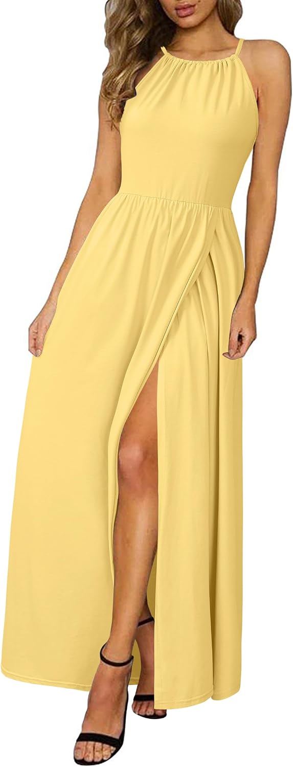 KILIG Women's Summer Floral Beach Flowy Split Maxi Long Dresses