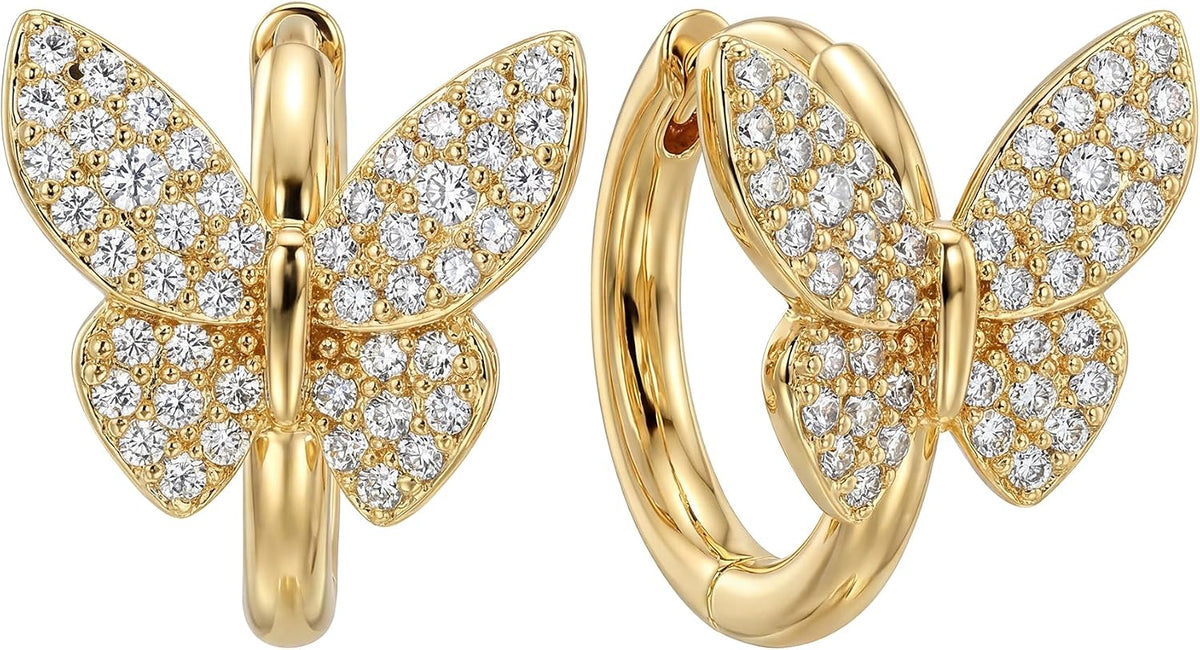 Cubic Zirconia Huggie Earrings 14k Gold Plated Tiny Earrings Small Huggie Hoop Earrings Simple Lightweight Hoops Gift for Women