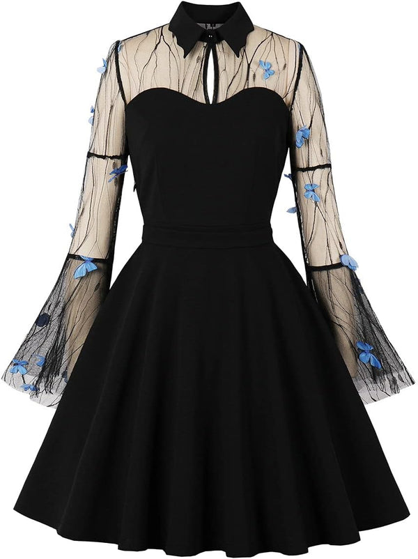 Women's Vintage Polka Dot 1950s Audrey Retro Rockabilly Prom Dress 50's 60's A-Line Cocktail Party Swing Dress