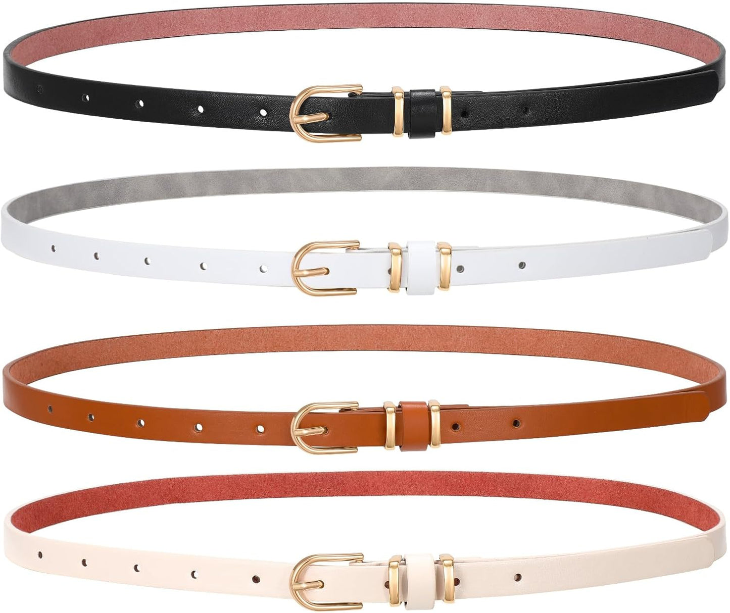 4 Pack Women Belt With Gold Alloy Buckle