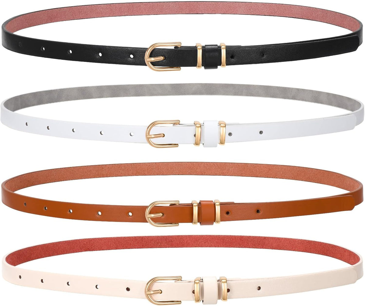 4 Pack Women Belt With Gold Alloy Buckle