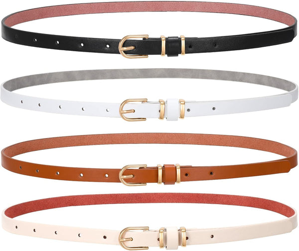 4 Pack Women Belt With Gold Alloy Buckle