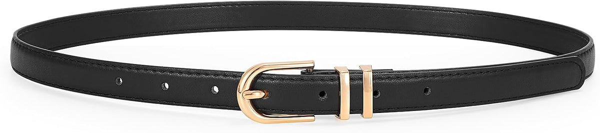 Womens Skinny Leather Belt Ladies Thin Faux Leather Belt With