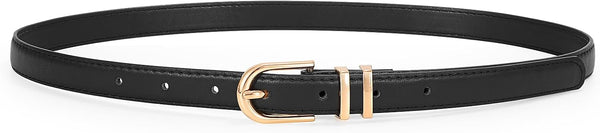 Womens Skinny Leather Belt Ladies Thin Faux Leather Belt With