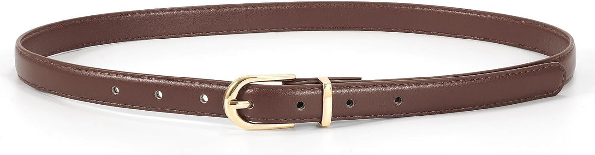 Womens Skinny Leather Belt Ladies Thin Faux Leather Belt With