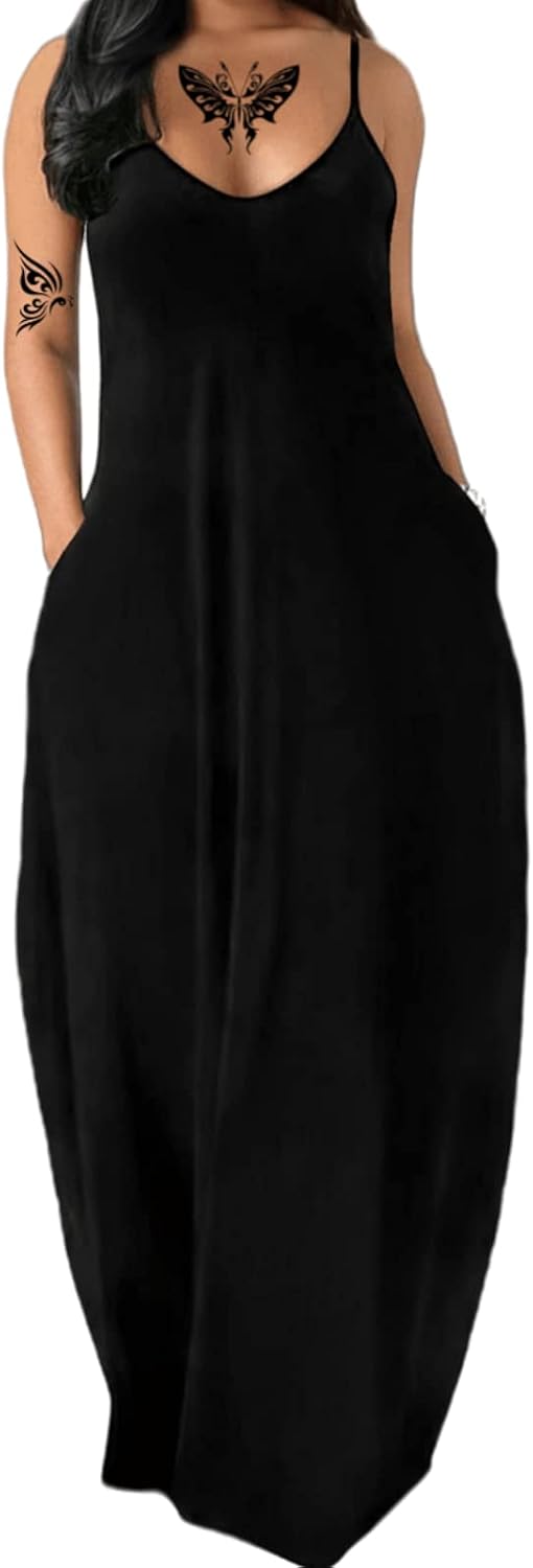 Women's Summer Maxi Long Dress Casual Boho Sleeveless Strap