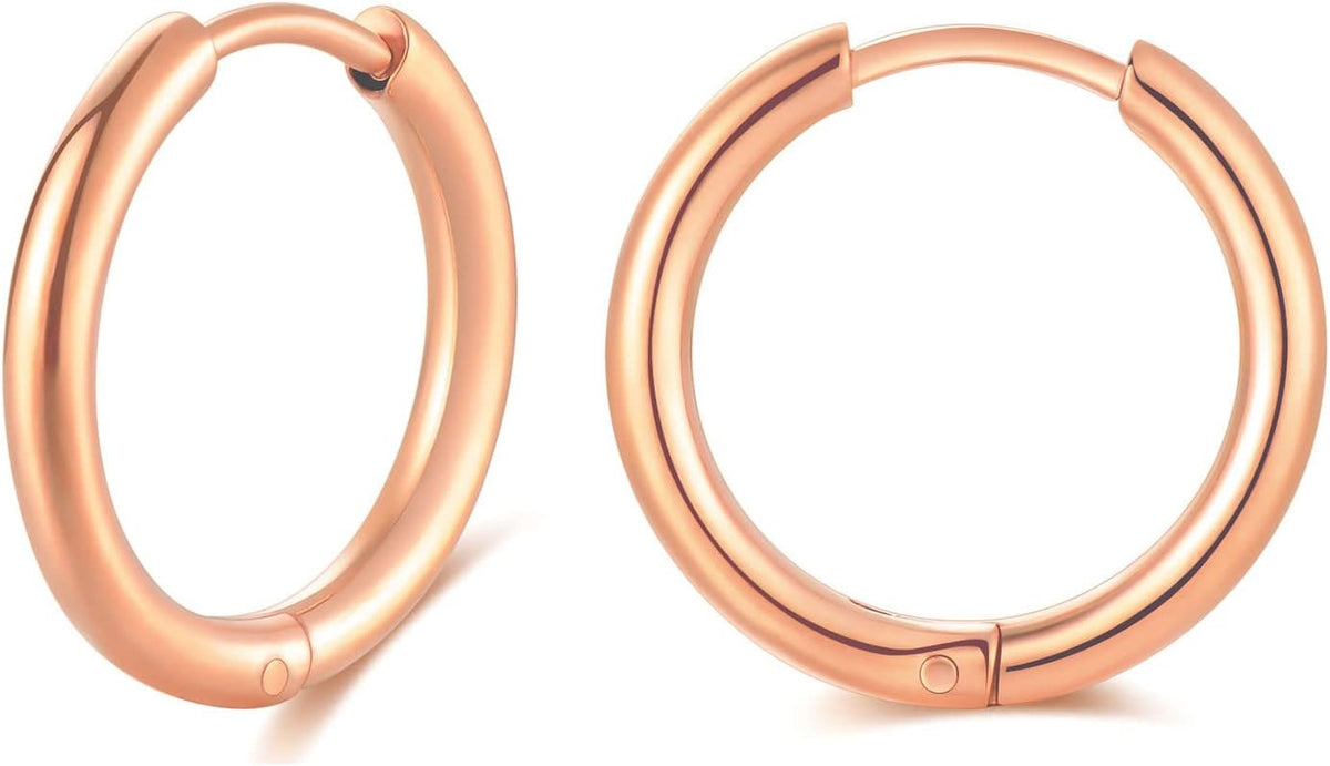 316L Surgical Stainless Steel Huggie Hoop Earrings 6mm 8mm 10mm 11mm 12mm 14mm Hypoallergenic Earrings Hoop Cartilage Helix Lobes Hinged Sleeper