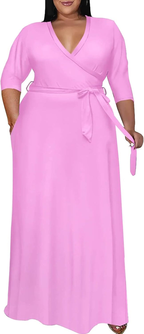 Nmoder Plus Size Maxi Dresses for Curvy Women -Summer Casual Long Fit Dress
