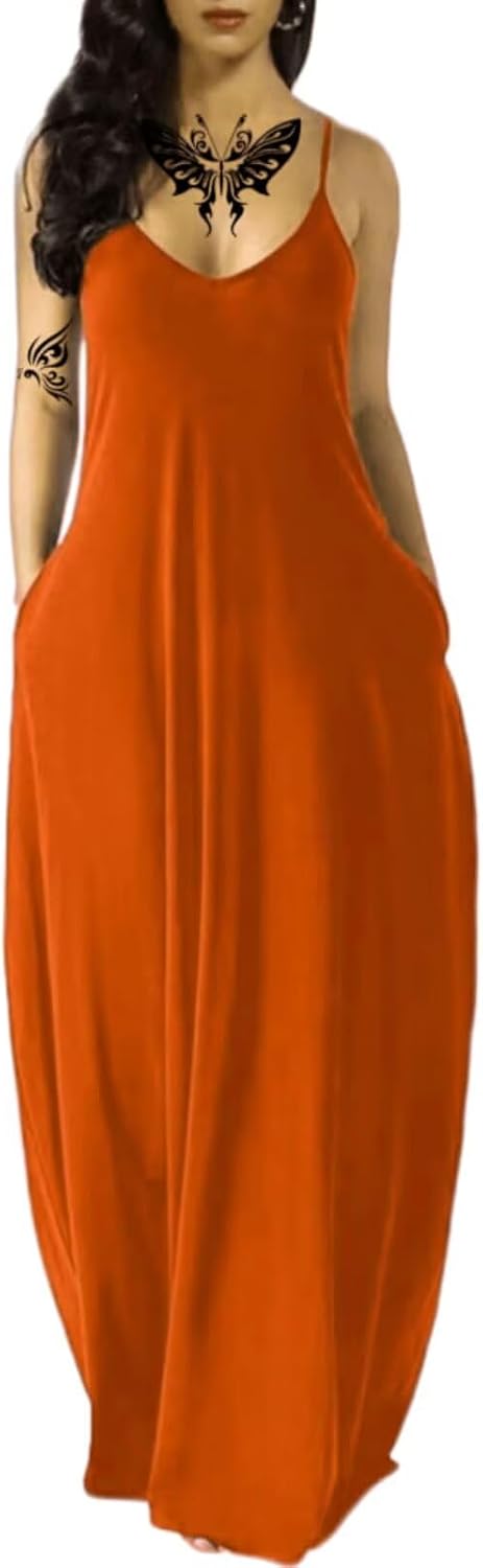 Women's Summer Maxi Long Dress Casual Boho Sleeveless Strap