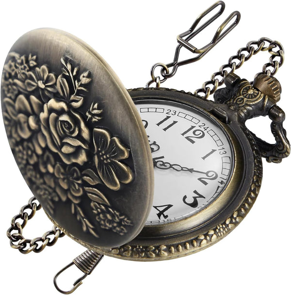 Animal Patch Pocket Watch, Carved Animal Design Patch Pocket Watch for