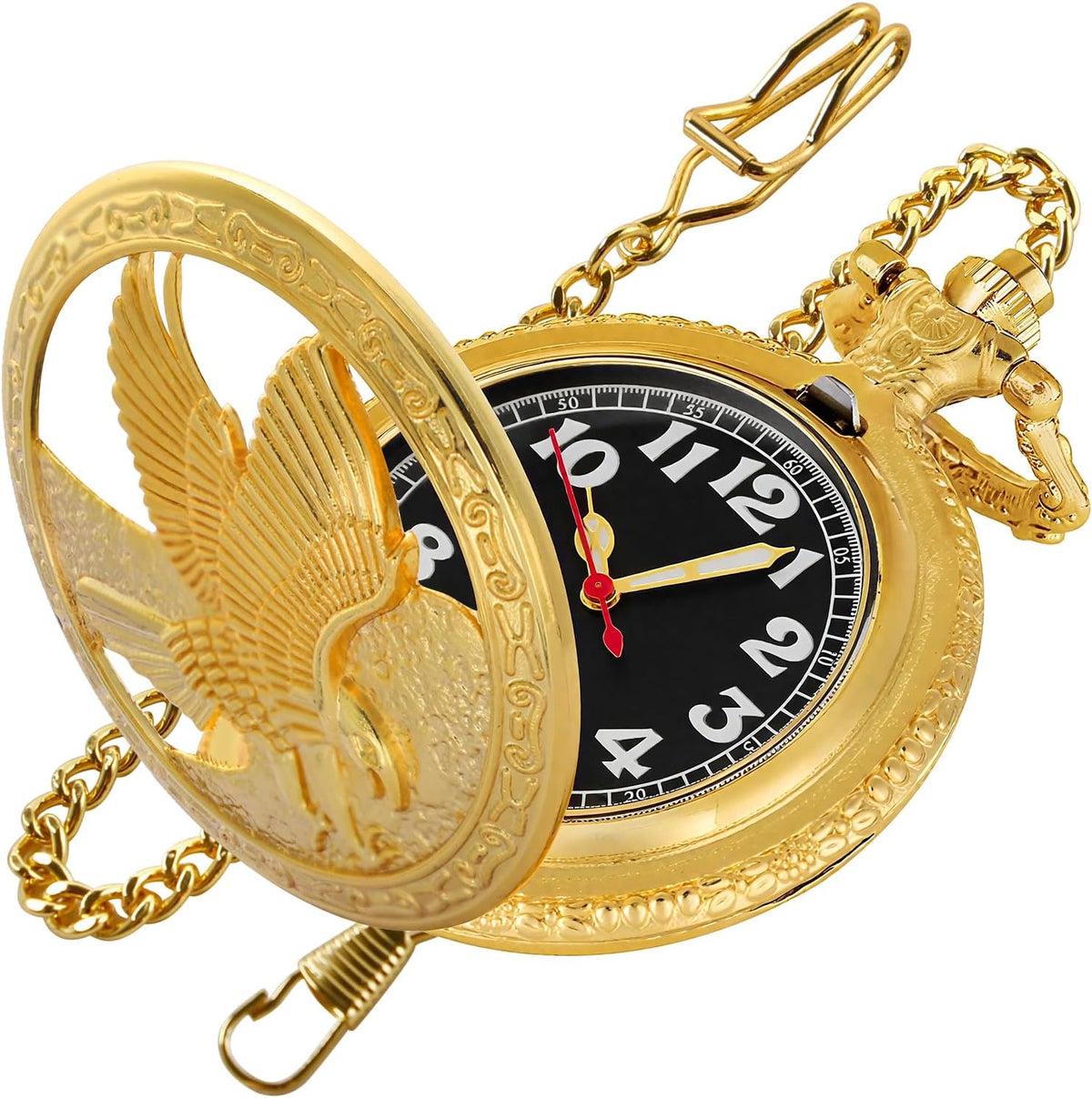 Hollowed-Out Eagle Quartz Men's Pocket Watch