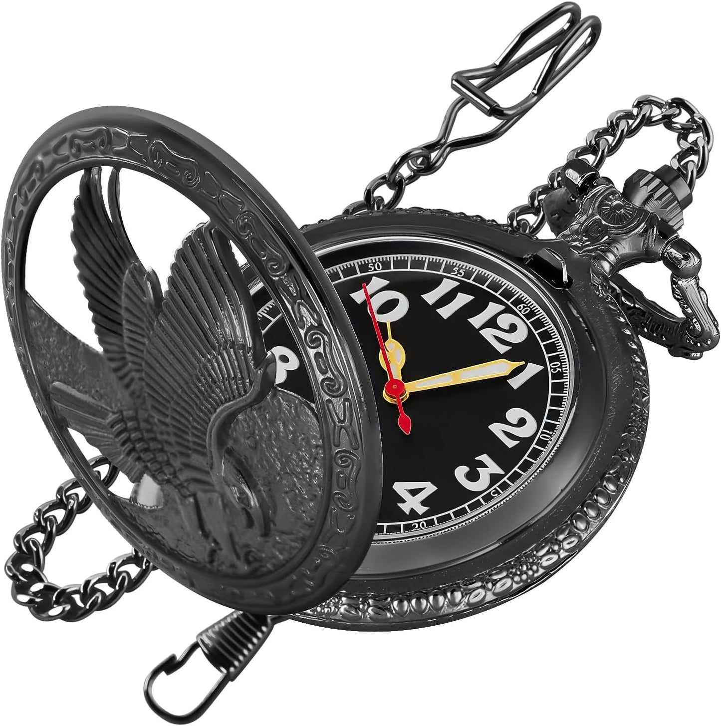 Hollowed-Out Eagle Quartz Men's Pocket Watch
