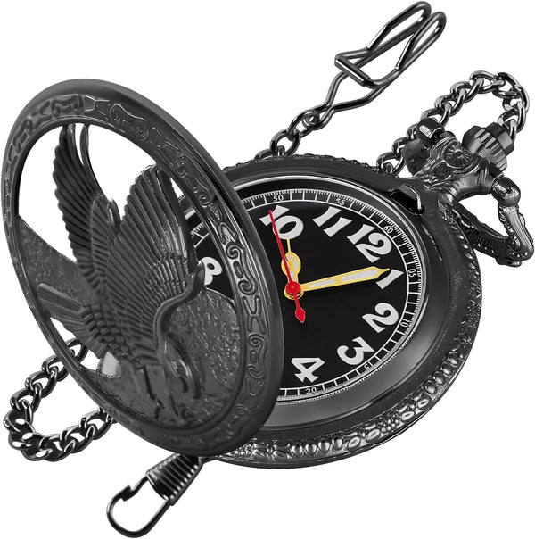 Hollowed-Out Eagle Quartz Men's Pocket Watch