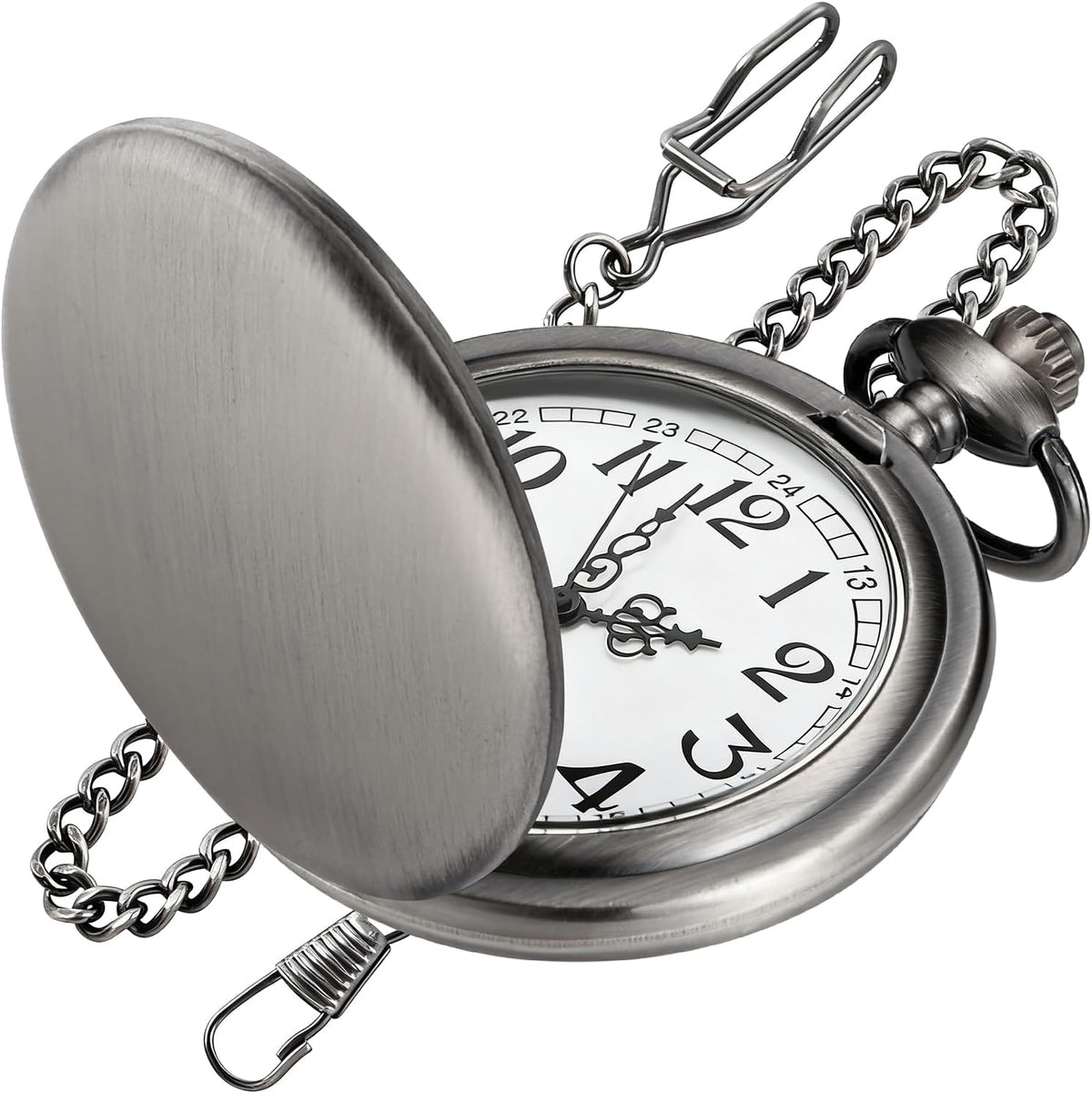 Smooth Black Quartz Pocket Watch for Men